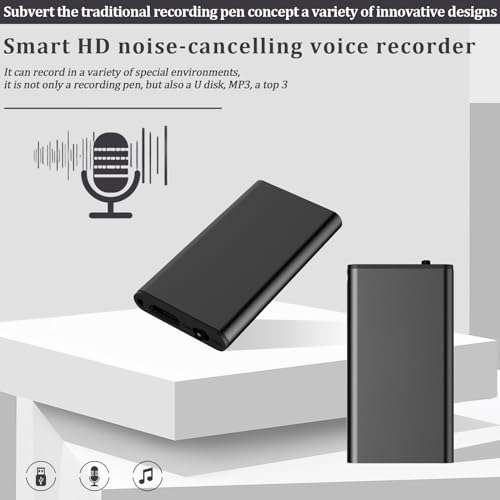 Diktiergerät Mini, 16GB Audiorekorder mit Rauschunterdrückung, Aufnahmegerät mit Löschfunktion, Mini Digitales Diktiergerät, Digital Voice Recorder, Audio Recorder für Sitzungen Interviews Vorträge