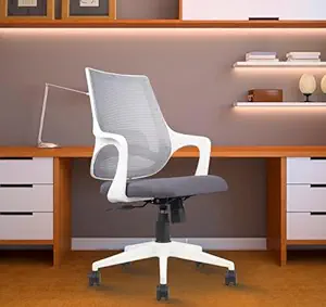 Mrc Mono Mid Back Mesh Ergonomic Work from Home Office Desk Chair,Study Chair,Revolving Chair,Computer Chair with 3 Years Warranty,Ergonomic Lumbar Support,Tilt Lock Mechanism (Grey & White)
