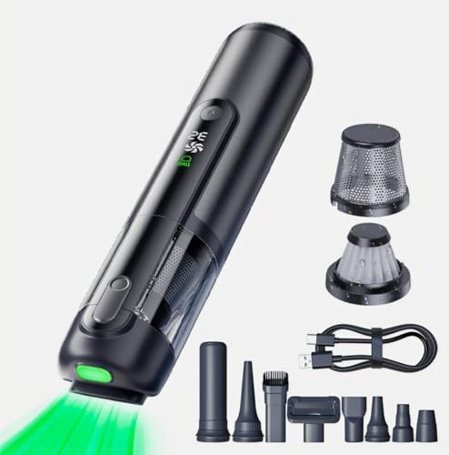 Cordless, Portable 4-in-1 Handheld Vacuum Cleaner for Car, Home, Pet & Office | Powerful Suction, Smart Gear Control, LED for Precise Dust Detection | Multiple Accessories for Complete Cleaning!