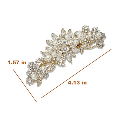 Accesorio de cabello nupcial dorado con clip elegante miniatura 2