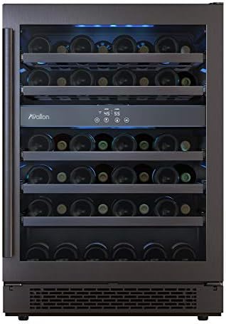 Avallon AWC241DBLSS 24 Inch Wide 46 Bottle Capacity Free Standing Wine Cooler with LED Lighting and Double Pane Glass