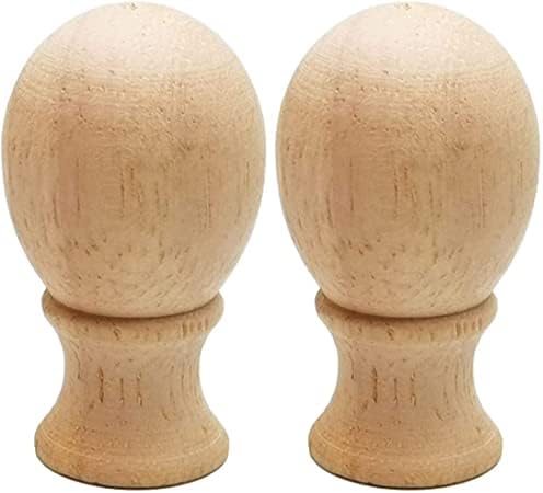 Hyamass 2Pcs Lamp Finial 1-3/4 Inch Natural Hard Wood Ball Shaped Lamp Shade Finial Decoration Accessories