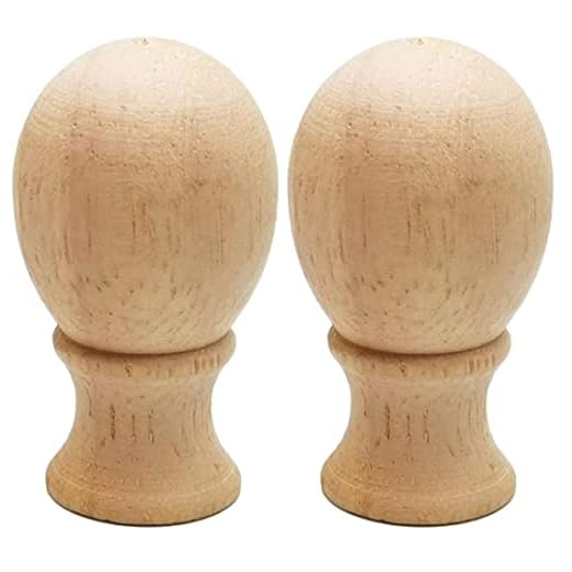 Hyamass 2Pcs Lamp Finial 1-3/4 Inch Natural Hard Wood Ball Shaped Lamp Shade Finial Decoration Accessories