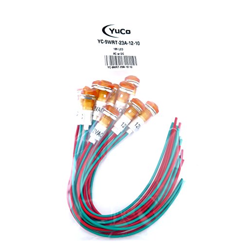 10 YC-9WRT-23A-12-10 YuCo CE LISTED 9MM COMPACT PANEL Mount INDICATOR LED PILOT LIGHT AMBER 12V AC/DC