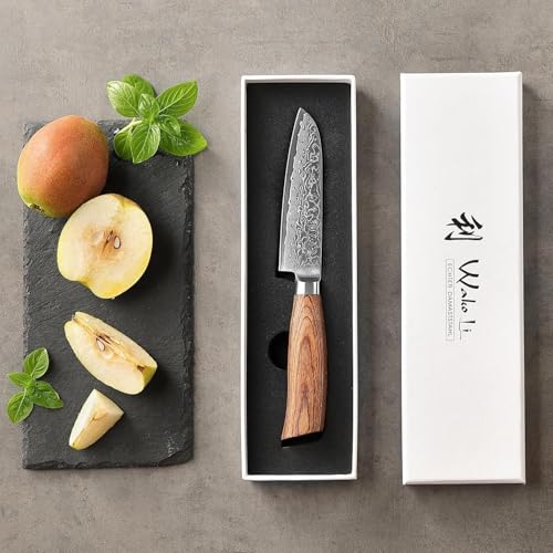 Wakoli EDIB Pro Damascus Small Santoku Knife I Blade Length of 4.5" (11.5 cm) Made from 67 Layers of Genuine Damascus Steel with VG10 Core I Damascus Kitchen Knife and Professional Chef's Knife - Image 7