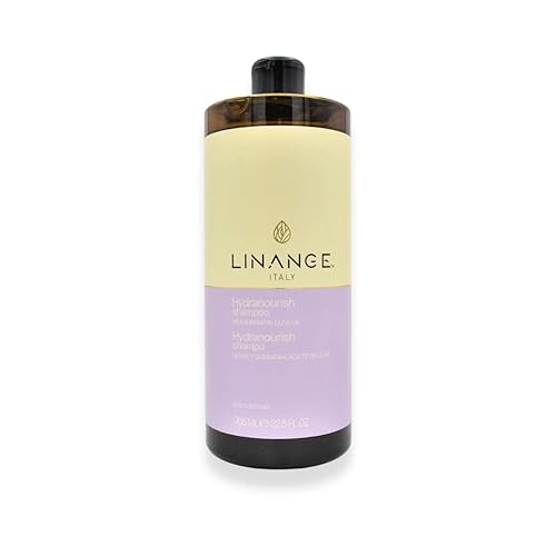 Linange Champú Hydranourish con leche, queratina y aceite de oliva - Champú hidratante y nutritivo para cabello seco y encrespado, 32.6 oz.