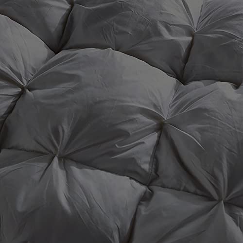 Zzlamb Heavyweight Grey Feather Down Comforter, Twin Duvet Insert For Winter Extra Warm, Beautiful Pinch Pleat With Baffle Box, Durable Cotton-Blended Shell With Corner Tabs, Twin Size 68'' X 90'' #TOP2