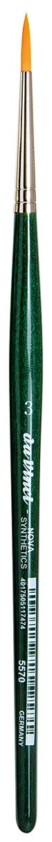 da Vinci Watercolor Series 5570 CosmoTop Nova Paint Brush, Round Synthetic with Short Green Handle, Size 3 (5570-3)