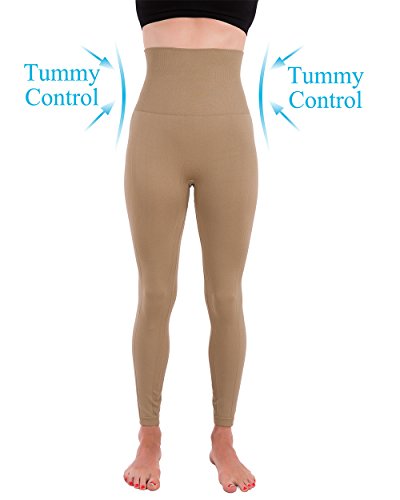 Homma Activewear Thick High Waist Tummy Compression Slimming Body Leggings Pant (Large, Mocha) #TOP1