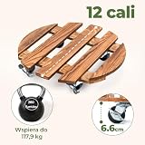 Bamworld Rolki do Roślin Drewniane Okrągłe Zestaw 2 szt.stabilna rolka do roślin outdoor odporna na warunki atmosferyczne z hamulcem, podstawka pod doniczkę z kółkami Ø 30.5 cm