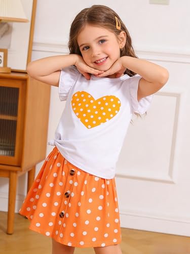Image of Ayzozuy Kid Girl Clothes Shorts Set 2 Piece Outfits Summer Casual Short Sleeve Top and Shorts Set for Girls 4-7