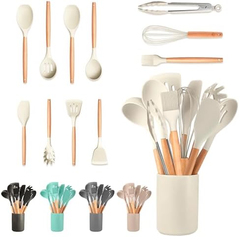 JUPPLIES Juego de Utensilios de Cocina de Silicona 12 Piezas con ...
