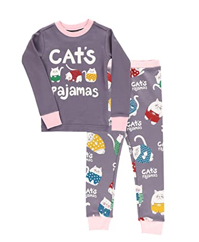 Lazy One Warm Long-Sleeved Kids' Pajamas for Girls and Boys, Funny Kids' Pajama Sets, Cozy, Comfy (Cats Pajamas, 3T)