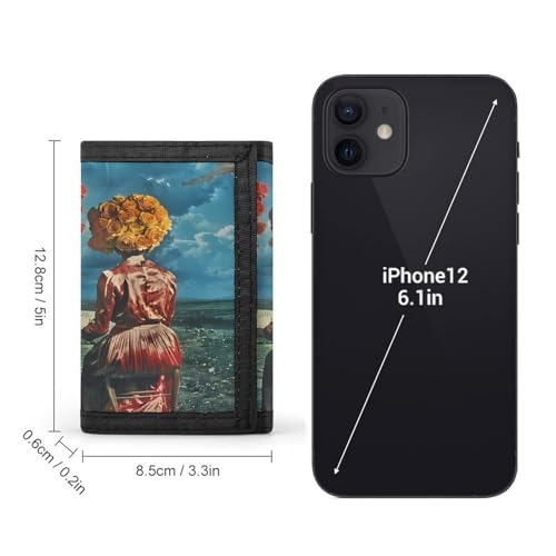 Woman With A Head of Roses Trifold Wallet Slim Credit Card Holder for Women Men2