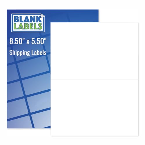 Half Sheet Self Adhesive Shipping Labels for Laser and Inkjet Printers (1600 Labels, Pack of 8)