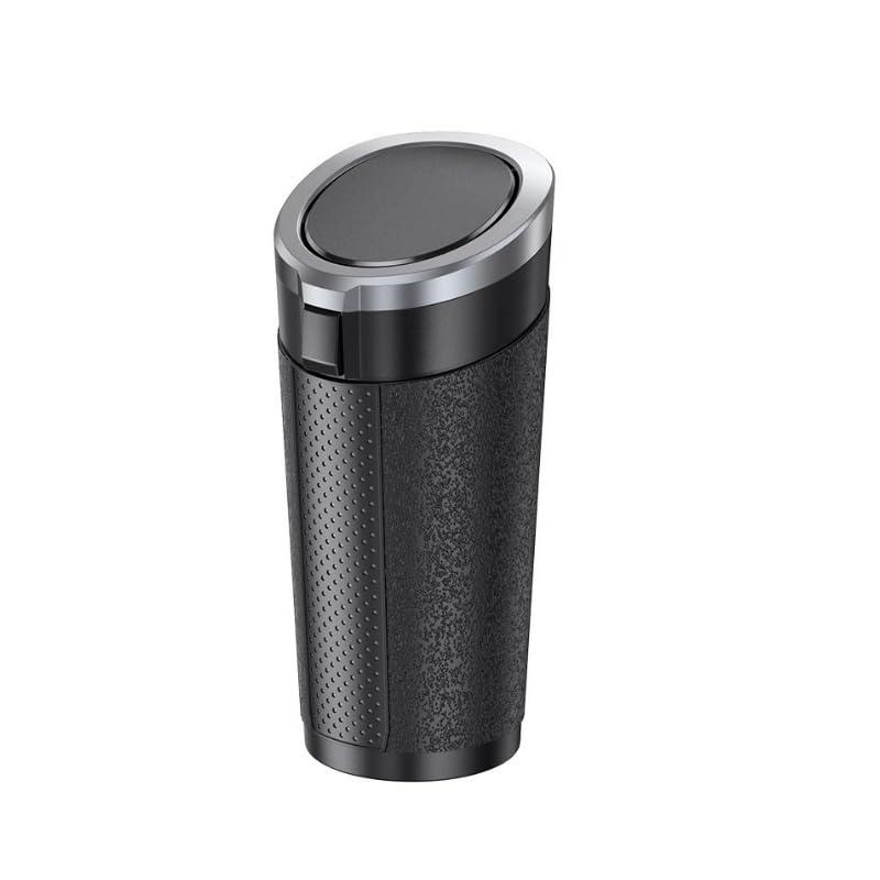 Car Trash Can, Portable Garbage Container, Waterproof Trash Bin, Car dustbin, Compact Car Ashtray for Cup Holder, Flip Top Lid, Leakingproof Flexible Trash Bin, 8.8x8.4x18.5cm, Sliver-image-34