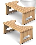 Foldable Toilet Stool, 7 Inch Poop Stool for Bathroom, Bamboo Toilet Potty Squat Adults, Dual...