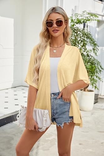 Image of Yekaty Lightweight Cardigans for Women Casual Summer Short Sleeve Cardigan Open Front Beach Coverups 2026