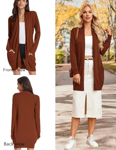 Image of GRACE KARIN Long Cardigan for Women Lightweight Open Front with Pockets | Oversized Cardigan Sweaters for Women, Soft Knit, Casual Fall Clothes, Layering Piece for Fall, Winter & Office Wear