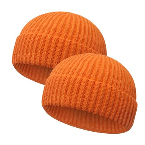 Image of Wool Fisherman Beanies for Men Women Short Cuff Knit Beanie Winter Warm Hats Trawler Hat Stylish Watch Cap
