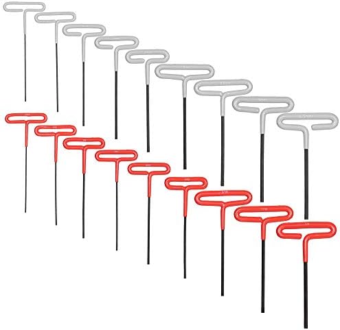 T Handle Allen Wrench Set (18 Pack - Metric and Standard) Industrial Grade Hex Keys