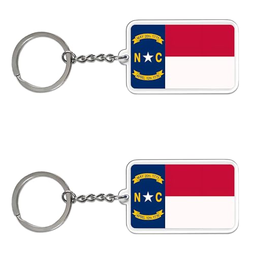 FHZJKJX 2 Pcs North Carolina State Flag Key Chain,Cool Keychain