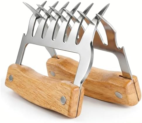 Meat Shredder Claws, Bear Claws Meat Shredder for Pulled Pork & Chicken, 304 Stainless Steel Meat Claws with Wooden Handles, BBQ Tool Gift