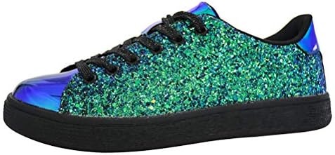 LUCKY STEP Glitter Sneakers Lace up | Fashion Sneakers | Sparkly Shoes for Women