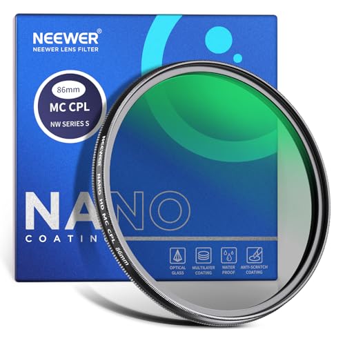 Neewer 86mm Polarizing Filter, 24 Layer Multi Resistant Nano Coated MC CPL Circular Polarising Filter, HD Optical Glass Polarizer/Ultra Slim/Reduce Reflection/Enhance Contrast/Reduce Glare