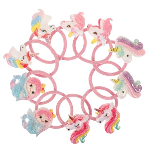 VICASKY 5 pares de gomas elásticas para el pelo con bonito diseño de unicornio y sirenas, antideslizantes para niñas, accesorio versátil para el cabello para