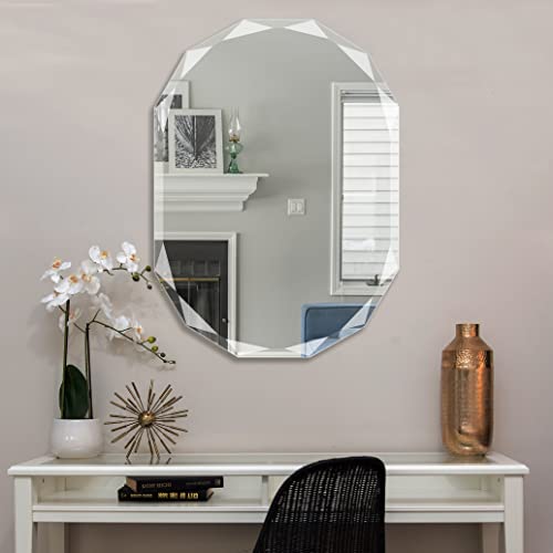 Ruomeng Wall Mirror Beveled Edge Frameless Mirror 20” X 28” Accent Mirror For Bathroom Vanity And Entryway #TOP12