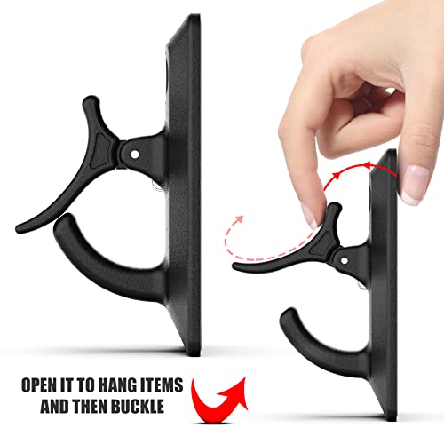 Wall Hooks With Safety Buckle, Windproof Screw Hooks For Hanging Outdoor String Lights, 20Lbs Adhesive Hooks, Heavy Duty Utility Hooks For Bathroom Kitchen Outdoor, 12Pack #TOP6