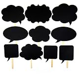 10pcs Party Photo Booth Props, BizoeRade Mini Sized Cardboard Signs with Chalk & Stickers for Wedding Party, Birthday Party, Party Decorations