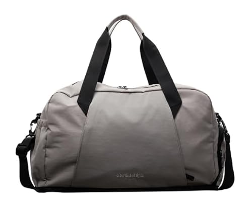 Qeuvax スポーツバッグ 1層拡張可能 大容量 濡れたものと乾いたものを分けて収納 靴収納 防水 ジムバッグ 機内持ち込み用旅行バッグ (グレー(伸縮性+乾湿分離),49*23*29cm)