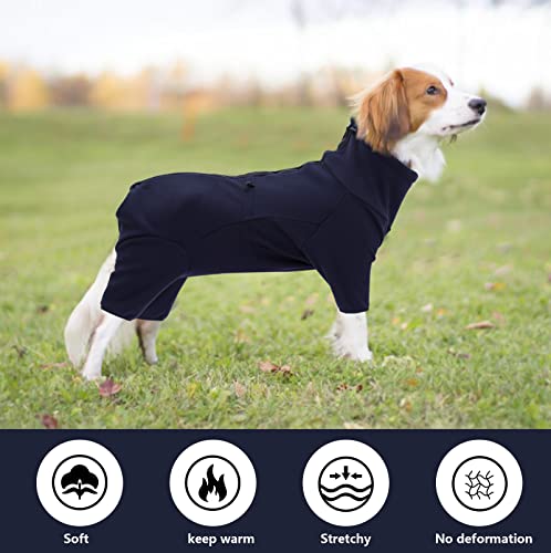 Gemütlicher Polarfleece-Mantel für Hunde, Ganzkörperjacke mit vier Beinen, verstellbarer Overall mit Reißverschluss, Winterkleidung, ideal für Haustiere, mittelgroße und große Hunde, Marineblau-S
