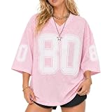 Hesaco Womens Graphic Tees - Oversized Jersey Summer Top Jersey Top Coquette Clothes Y2k Streetwear Short Sleeve Shirts