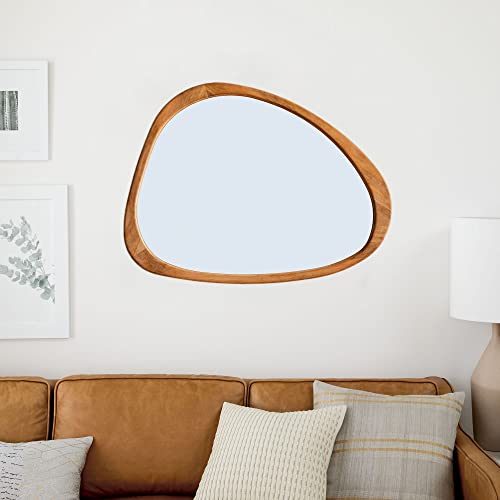 Mid-Century Asymmetrical Wood Wall Mirror - 39" W X 45" H (Acorn) #TOP27