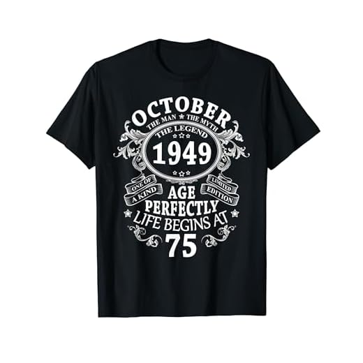 Regalo 75 Años Cumpleaños Hombre Mujer Octubre 1949 Camiseta