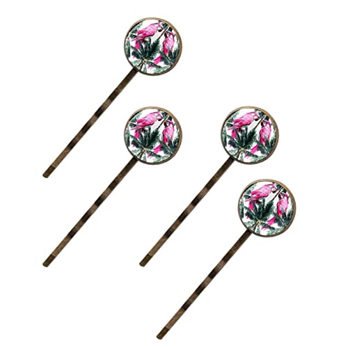 Accessoires cheveux femme tropicaux - Lot de 4 barrettes motifs oiseaux et palmiers