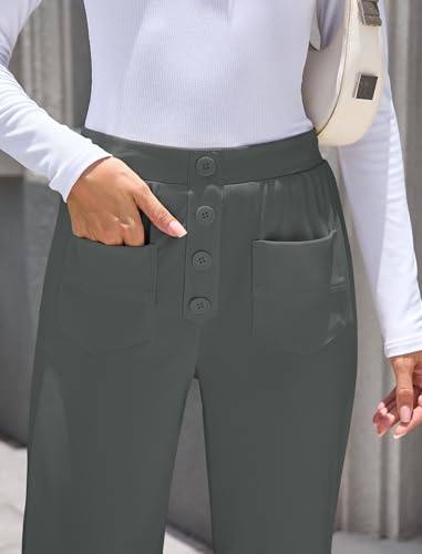ZAFUL Womens Wide Leg Pants High Waisted Casual Pants for Women Stretchy Business Dress Work Pocket Trousers Pant