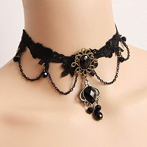 KercisbeautyGothic Black Lace Necklace Vampire Choker Victorian Style Jewelry for Women in Halloween Party