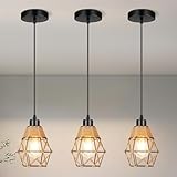 Lámpara Colgante 3 Pack, KUAEAY Lampara de Techo Industrial, Lámpara de Araña de Granjae Vintage Decorativa para...