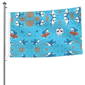 Xlewsieu Black-48 Unterwasserwal-Flagge 15,7 x 2,4 m