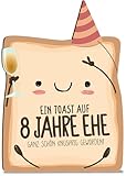 Blechhochzeit Geschenk Karte Toast Hochzeitstag - 8 Jahre Holzkarte - Hochzeitstagkarte mit Umschlag liebevoll gestaltete Toast-Karte zum achten Geburtstag, kreative Geschenkidee für Jungen und