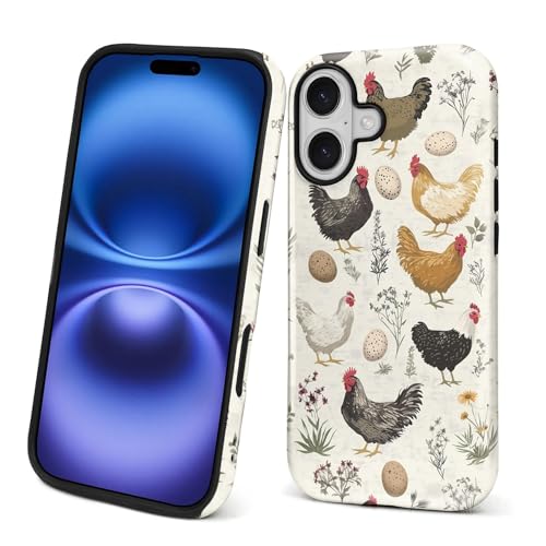 Coque PT 17 motif coq plante pour un style rétro unique au quotidien
