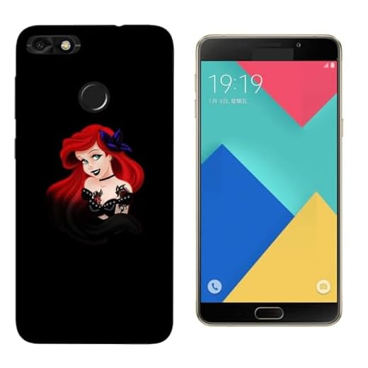 Mobilskal Skal kompatibel för Huawei Y6 PRO 2017 Moderna prinsessor Sirena mörk dam/Skriv ut även på sidorna/Telefon hård snap på anti-slip anti-scratch chock-resistent skyddande styv