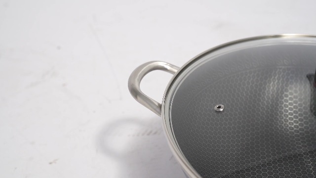 Wok de acero inoxidable de 13.4 pulgadas con tapa y antiadherente miniatura 7