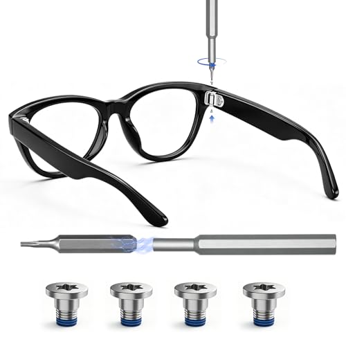 4pcs Precision Replacement Screws Compatible with Ray-Ban Meta Wayfarer Skyler Headliner Gen 1/2 & Oakley Meta HSTN Smart Glasses, Refill Pack for Temple Hinge Repair (Tool Not Included)