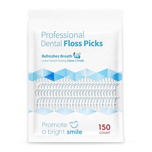 Fil Dentaire Avec Manche, 150 Pièces Format Famille, Sans Arôme, Fil Résistant Pour Espaces Interdentaires Étroits, Design 2 En 1 Avec Cure-Dents, Sachet Scellé Pour Usage Quotidien À La Maison