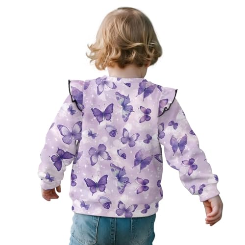 Sweatshirts for Girls Crewneck Ruffle Shoulder Long Sleeve Kids Pullover Sweatshirt Loose Casual Fashion Tops Shirt2